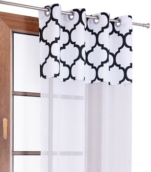 Firana duo z białego woalu i tkaniny w białe maroko Rubi 3 wzór A7