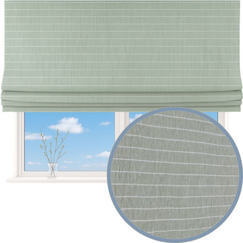 Roleta rzymska lniana len w prążki oliwka khaki z naturalnego lnu w poziome paski