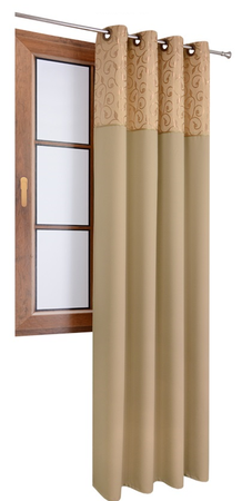 Zasłona duo z lśniącym wzorem Lumeco 2 wzór 7 ciemno beżowa