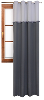 Zasłona z pluszowymi pomponami Lilo 6 ciemno szara wzór 1