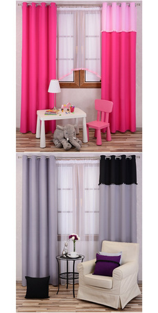 Zasłona z pluszowymi pomponami Lilo 6 żółta wzór 3