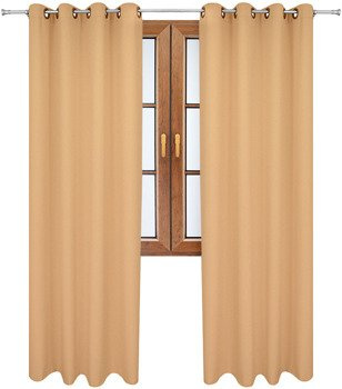 Gładka zasłona matowa Clara piaskowa klasyczna