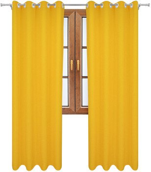 Gładka zasłona matowa Clara słoneczna żółta klasyczna