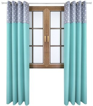 Zasłona jasno turkusowa matowa  duo groszki Rubi 2 wzór E1 kropki
