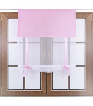 Uroczy panel ekran z woalu Vigo z kokardkami jasny różowy