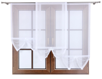 Komplet 3 paneli z białego woalu z kokardką Zoe