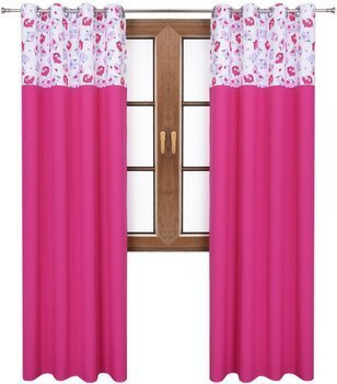 Zasłona ciemno różowa matowa  duo ptaszki Rubi 2 wzór T1