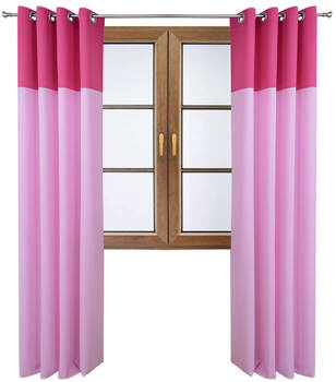 Stylowa zasłona duo jasno różowa z pasem na górze ciemno różowym Massa