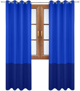 Zasłona duo szafirowa z pasem na dole kobaltowym Soma