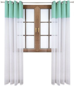 Firana duo z woalu i tkanina matowa jasno turkusowa Inez II