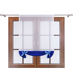 Uroczy panel z woalu dół matowy i kokardki Demi II kobaltowy