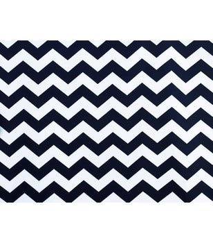 Materiał na metry z nadrukiem granatowe zygzaki wzór B5 na zasłony
