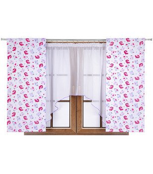 Komplet dla dzieci panele w ptaszki i firana łuk Tosia wzór 5