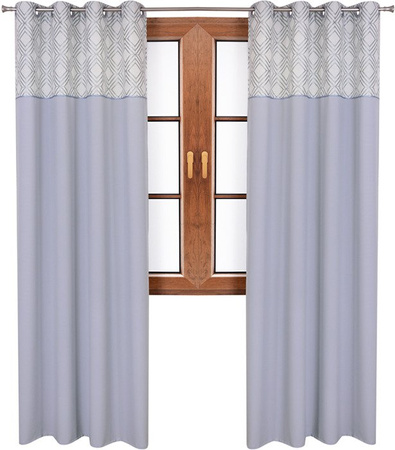 Zasłona szara duo z wyszywanym wzorem Akemi wzór 2