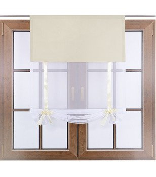 Uroczy panel ekran z woalu Vigo z kokardkami chłodny beżowy