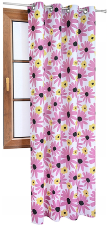 Zasłona w wzory Rubi różowe żółte kwiaty wzór J3