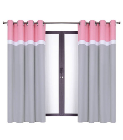 Urocza zasłona trio jasno szara pas biały jasny róż Maiko wzór 6