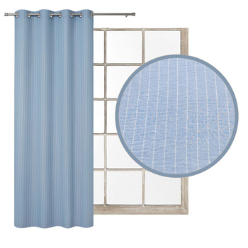 Zasłony z naturalnego lnu w prążki lniana zasłona błękitny len w paski