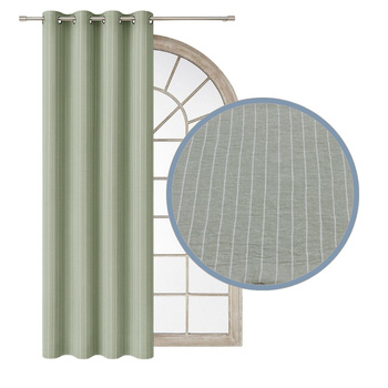 Zasłony z naturalnego lnu w prążki lniana zasłona oliwka khaki len w paski