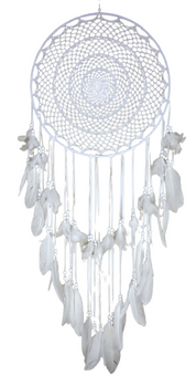 Łapacz snów dekoracja boho na ścianę okno makrama haft wzór 1 biały