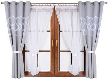 Komplet zasłony jasno szare duo maroko  A1 dwa kokony z woalu Cindy 3