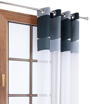 Firana duo z białego woalu i tkaniny w koła Rubi 3 wzór F1