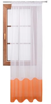 Śliczna klasyczna firana z białego woalu duo pas pomarańczowy Lola Sale M86