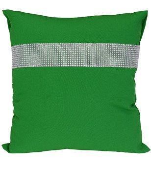 Poszewka dekoracyjna ozdobiona cyrkoniami zielona