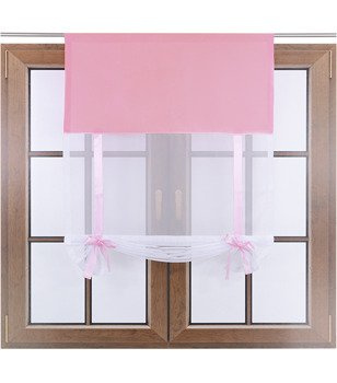 Uroczy panel ekran z woalu Vigo z kokardkami pastelowy róż