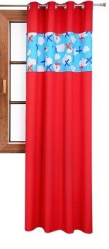 Zasłona matowa  duo samoloty Cindy wzór S1 czerwona