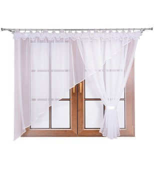 Asymetryczna firana kokon z woalu Goya duo biała