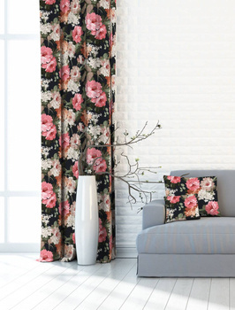 Zasłona w wzory Rubi śliczne kwiaty piwonie wzór J10