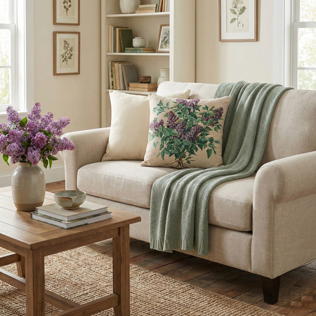 Poszewka dekoracyjna gobelinowa z motywem kwiatów bzu