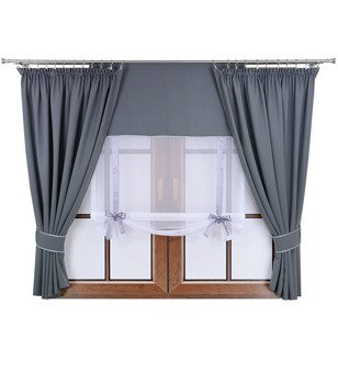 Komplet dwie zasłony panel z kokardkami Vigo III ciemny szary
