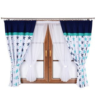 Zestaw dziecięcy zasłony w gwiazdki firany z woalu Mika II wzór 12