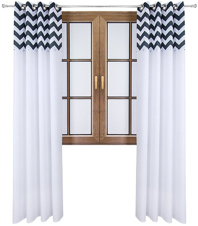 Zasłona biała matowa  duo zygzaki Rubi 2 wzór B2