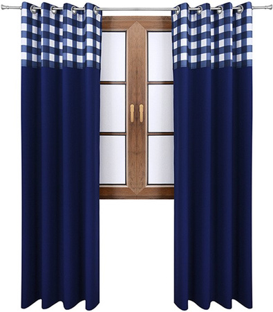 Zasłona granatowa matowa  duo kratka Rubi 2 wzór M2