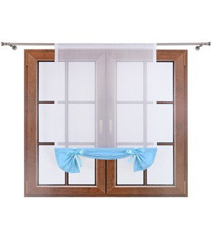 Uroczy panel z woalu dół matowy i kokardki Demi II błękitny