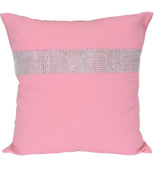 Poszewka dekoracyjna ozdobiona cyrkoniami pastelowo różowa