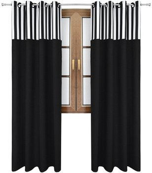 Zasłona czarna matowa  duo paski Rubi 2 wzór L1