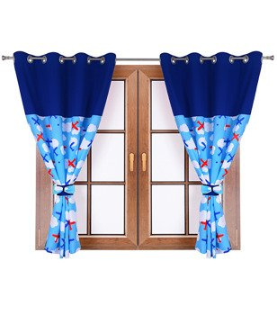 Komplet zasłon w samoloty z podwiązkami Krysia wzór S1