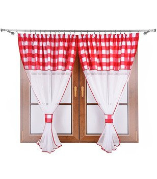 Firana dwa kokony z woalu i tkaniny w kratkę Elin II M1