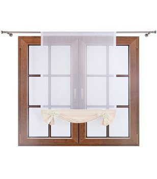 Uroczy panel z woalu dół matowy i kokardki Demi II kremowy