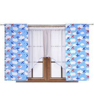 Komplet dla dzieci panele w samoloty i firana łuk Tosia wzór 8