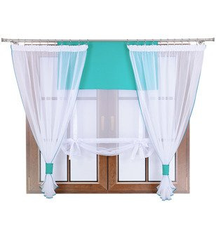 Komplet 2 firany panel z kokardkami Vigo II turkusowy