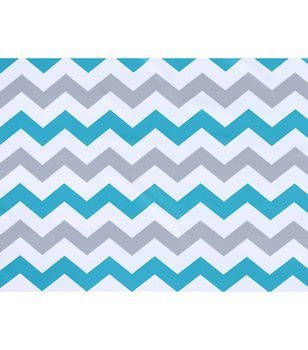 Materiał na metry z nadrukiem szaro turkusowe zygzaki wzór B3 na zasłony