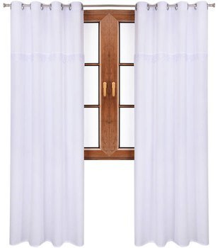 Zasłona biała ozdobiona gipiurą Ligia wzór 6