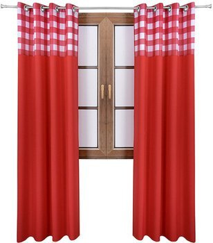 Zasłona czerwona matowa  duo kratka Rubi 2 wzór M1