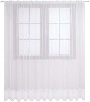 Kornelia firana z białego woalu wykończona efektownym haftem