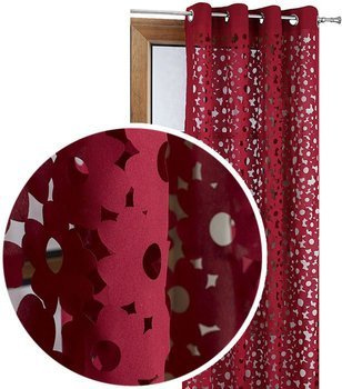 Zasłona bordowa w ażurowe wycinane laserowo wzory kwiaty